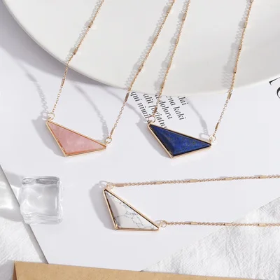 Newest Arrival Fashion Geometric White Natural Stone Necklaces Triangular Pink Spar Pendant Necklaces
Newest Arrival Fashion Geometric White Natural Stone Necklaces Triangular Pink Spar Pendant Necklaces