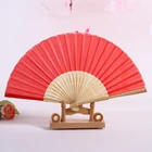 Fan Silk Fan Manufacturer Supply Ladies Craft Fan Bamboo Craft Fan Ladies Fan With Colored Silk