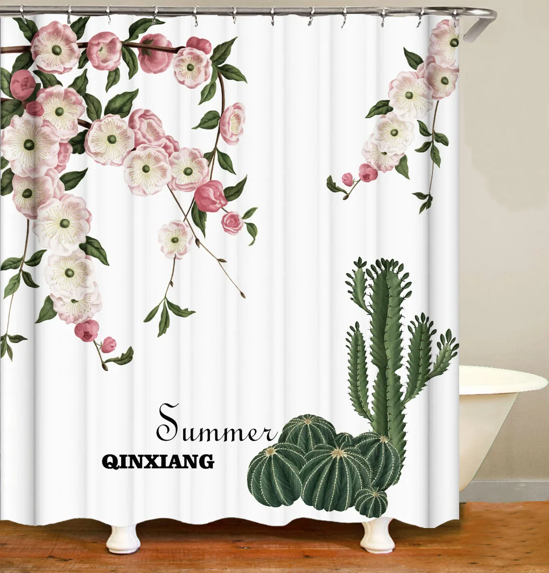 i@home verified 3d chinese art printed polyester flower shower curtains hooks, As picture show
i@home verified 3d chinese art printed polyester flower shower curtains hooks, As picture show