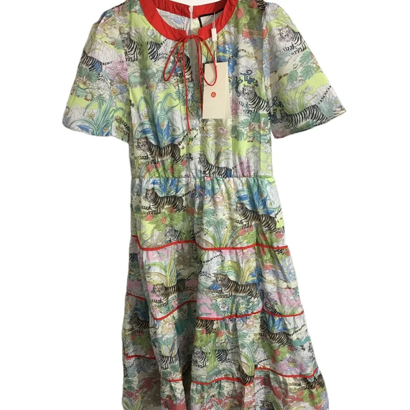 INS Full Tiger Printed Short Sleeve Dress for Women Cotton Floral Print Vacation Summer Dress 2022
INS Full Tiger Printed Short Sleeve Dress for Women Cotton Floral Print Vacation Summer Dress 2022
