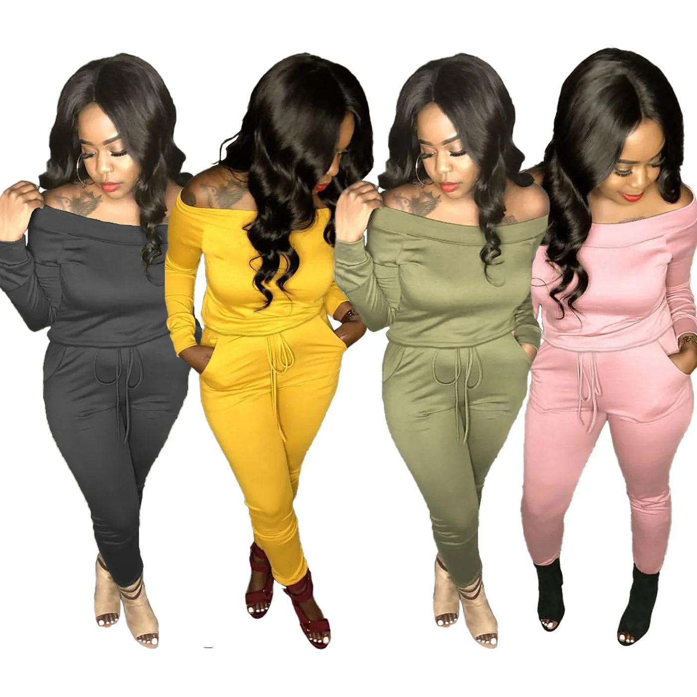 New Fashion Solid Color European And American Plus Size Women'S Clothes Off-Shoulder Casual Suit
New Fashion Solid Color European And American Plus Size Women'S Clothes Off-Shoulder Casual Suit