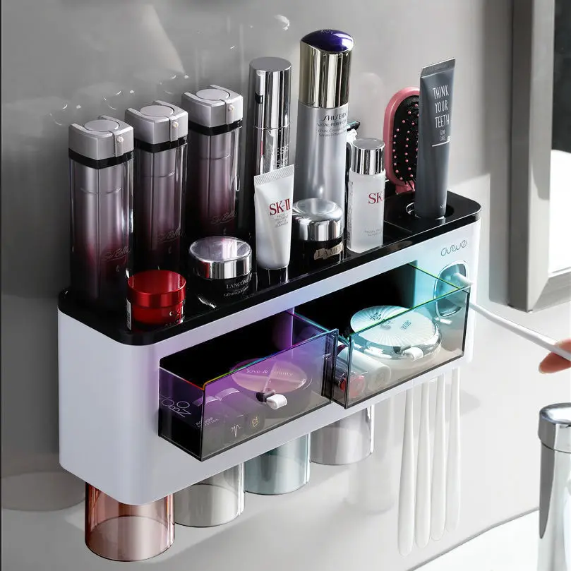 Amazon hot sale wall mounted portable electric toothbrush holder with cosmetic drawer organizer, Transparent black, transparent gray
Amazon hot sale wall mounted portable electric toothbrush holder with cosmetic drawer organizer, Transparent black, transparent gray
