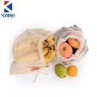 Eco Friendly Custom Cotton Packaging Shopping Drawstring Mesh Bags with logos Recycling Food Bags