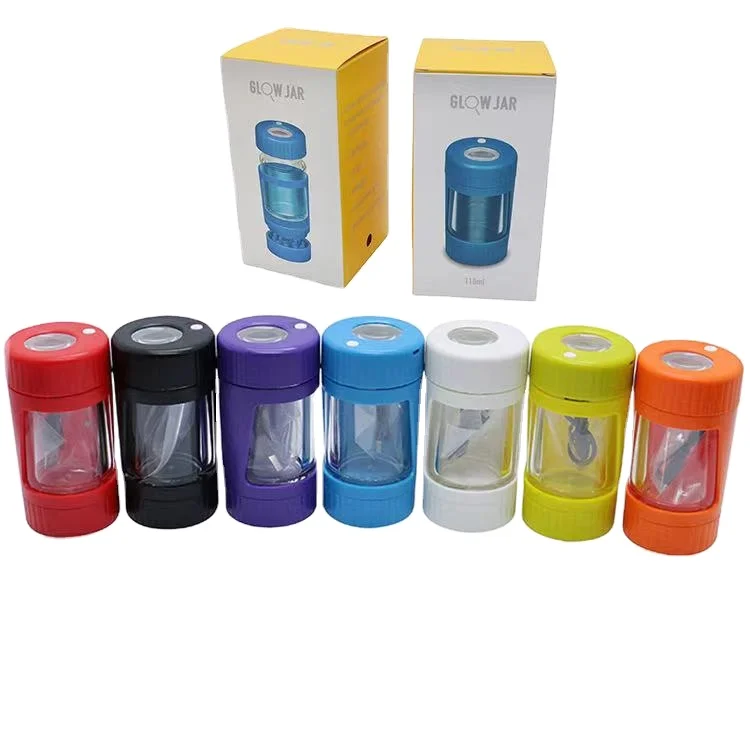 Airtight Glow Jar Smell Proof Magnifying glass Twist Lids with LED lights and herb grinder
Airtight Glow Jar Smell Proof Magnifying glass Twist Lids with LED lights and herb grinder