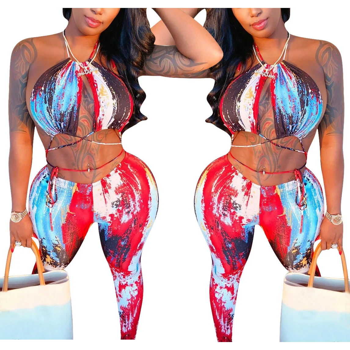 FS2745D Fashion Print Two Piece Set Women Sexy Halter Bandage tops and pants Female Hot Party Clubwear Summer Clothing
FS2745D Fashion Print Two Piece Set Women Sexy Halter Bandage tops and pants Female Hot Party Clubwear Summer Clothing