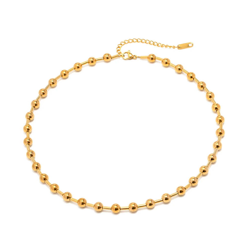 Minimalist Jewelry 18K Gold Plated Stainless Steel Round Ball Beads Chain Necklace for Women
Minimalist Jewelry 18K Gold Plated Stainless Steel Round Ball Beads Chain Necklace for Women