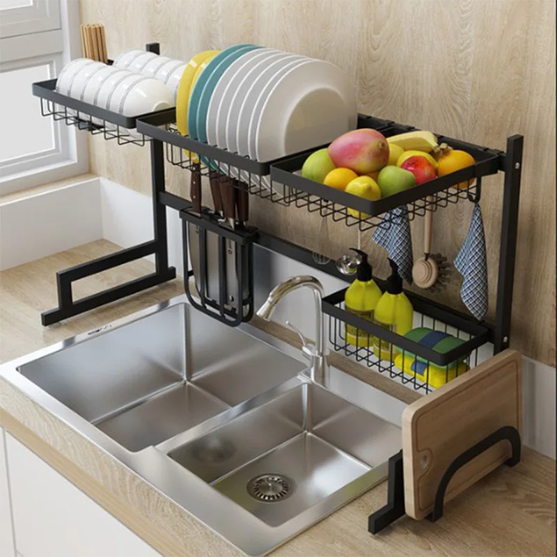 95cm Multi-function Over Sink 201 Stainless Steel Kitchen Bowl Knife Drainer Expandable Dish Drying Rack, Black
95cm Multi-function Over Sink 201 Stainless Steel Kitchen Bowl Knife Drainer Expandable Dish Drying Rack, Black