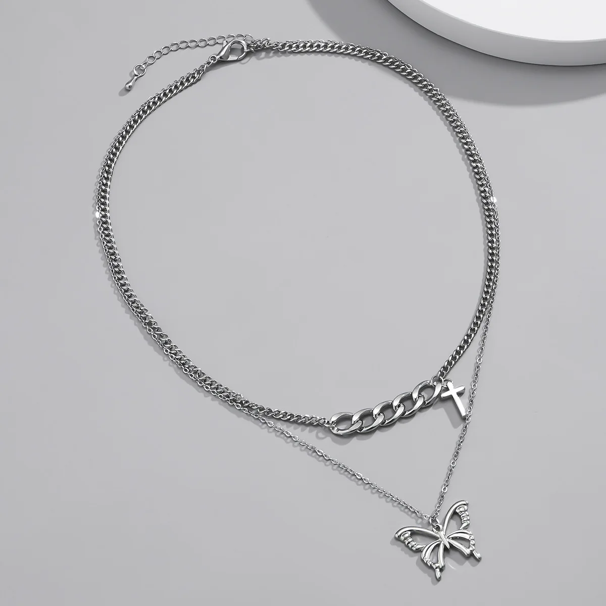 Duoying OEM collana hip hop dainty cuban chain necklace stainless steel necklace fashion double layered butterfly necklace
Duoying OEM collana hip hop dainty cuban chain necklace stainless steel necklace fashion double layered butterfly necklace