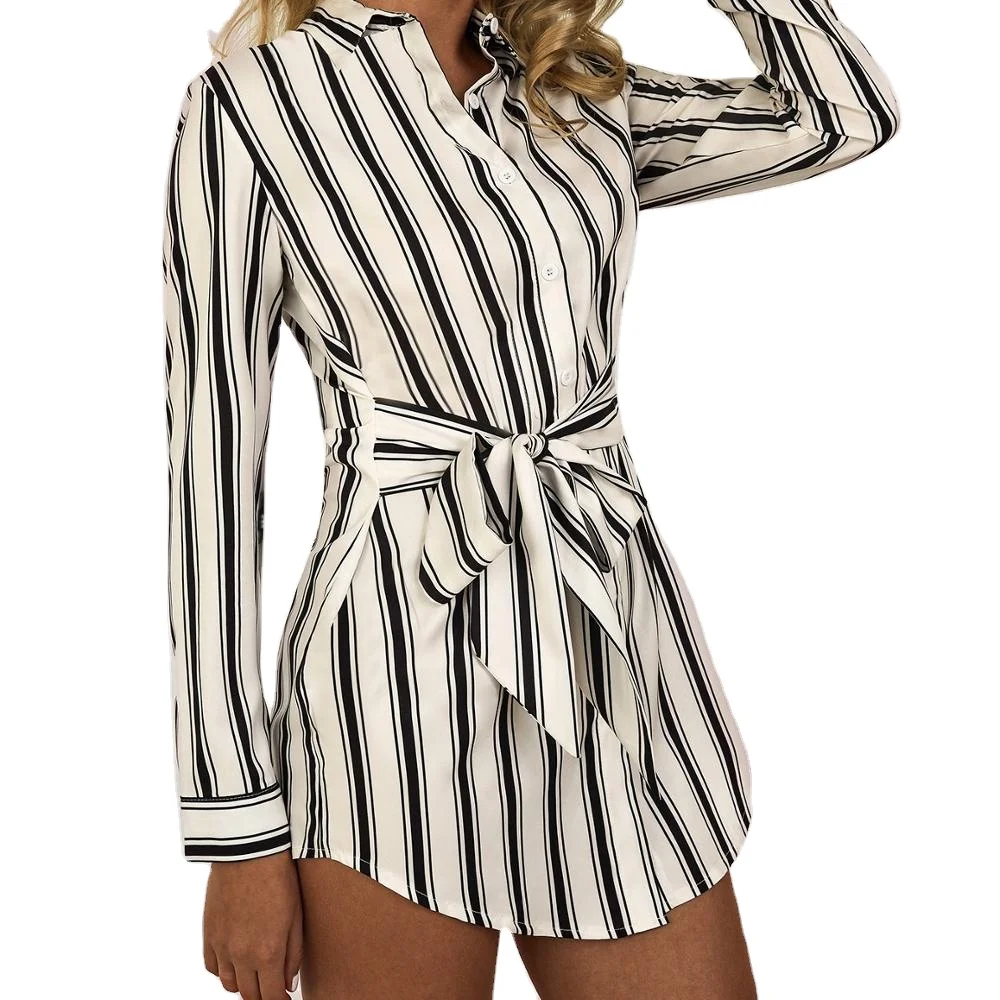 Hot New Black And White Striped Long-Sleeved Shirt Dress Printed Chiffon Dress Short Skirt, Customized color
Hot New Black And White Striped Long-Sleeved Shirt Dress Printed Chiffon Dress Short Skirt, Customized color