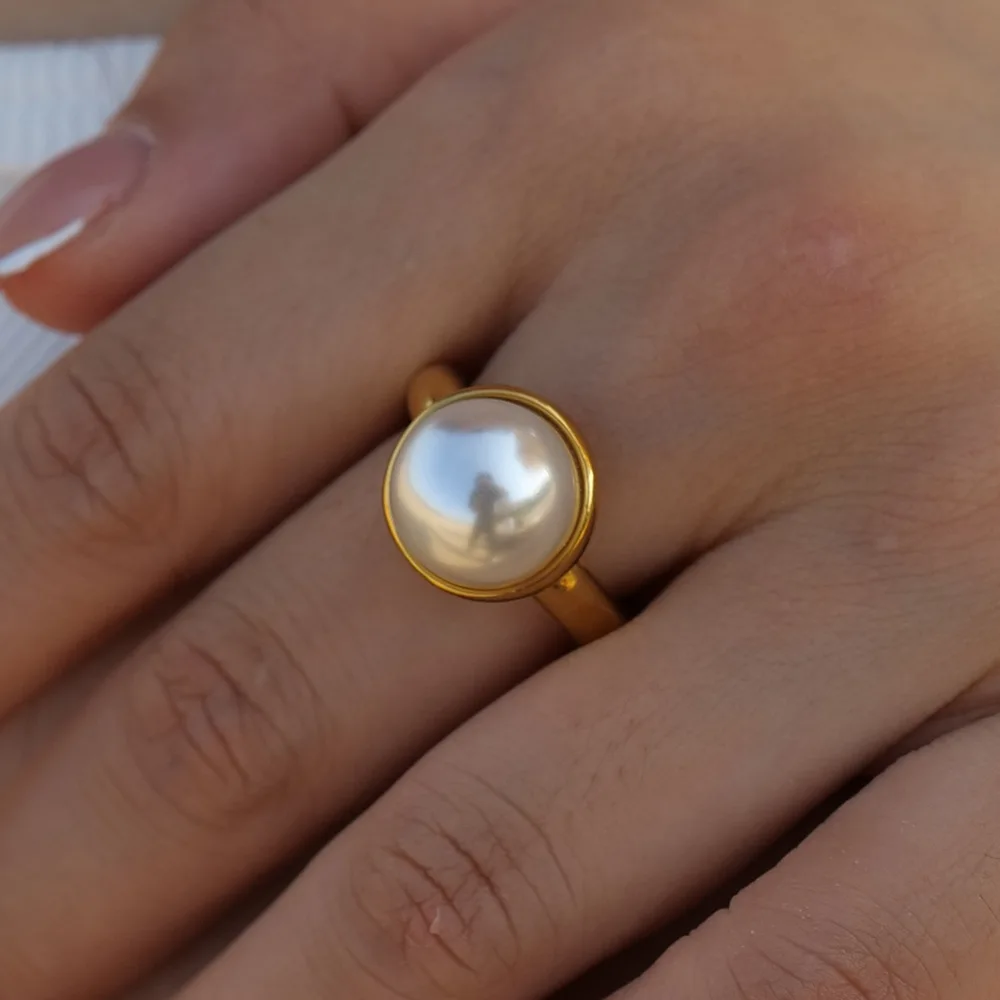 Classic Religious Pearl Rings For Lady Real 18K Gold Plated Stainless Steel Ring Wholesale Fashion Stainless Steel Jewelry
Classic Religious Pearl Rings For Lady Real 18K Gold Plated Stainless Steel Ring Wholesale Fashion Stainless Steel Jewelry