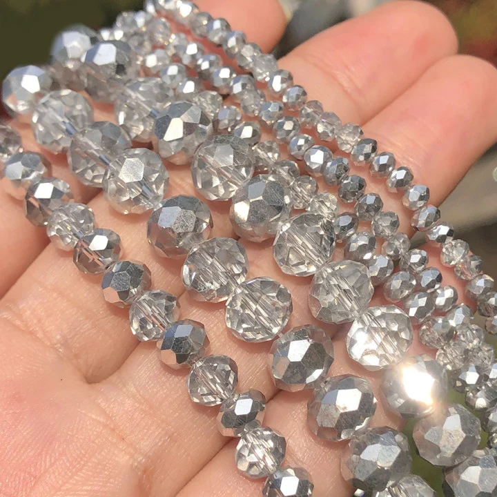 3/4/6/8MM Half Electroplated Faceted Silver Flat Glass Crystal Rondelle Beads for DIY Handmade Jewelry
3/4/6/8MM Half Electroplated Faceted Silver Flat Glass Crystal Rondelle Beads for DIY Handmade Jewelry