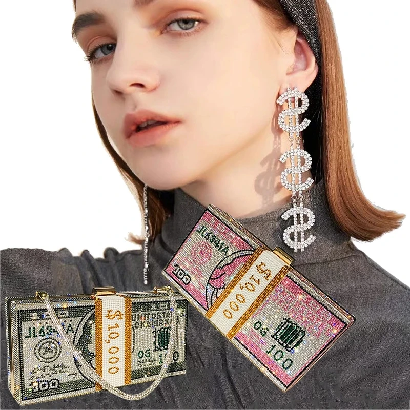 2021 Rhinestone Wedding Clutch Purse and Handbag Women's Evening Clutch Bag for Party Luxury Dollar Shape Crystal Earrings, 7 colors
2021 Rhinestone Wedding Clutch Purse and Handbag Women's Evening Clutch Bag for Party Luxury Dollar Shape Crystal Earrings, 7 colors