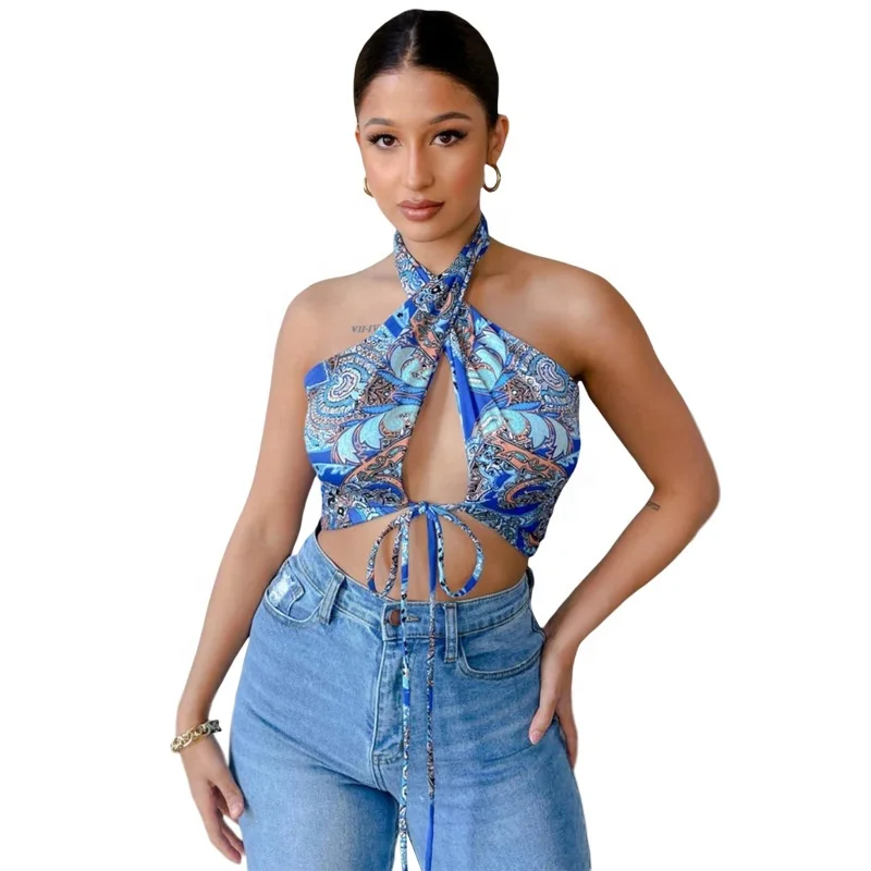 KX-1927 Most popular fashionable print crop top sexy hollow out halter top summer backless bandage tops woman
KX-1927 Most popular fashionable print crop top sexy hollow out halter top summer backless bandage tops woman