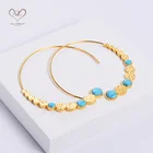 Gold Hoop Earrings Fine Jewelry Gold Plated Turquoise Bohemia Large Hoop Earrings For Women Party