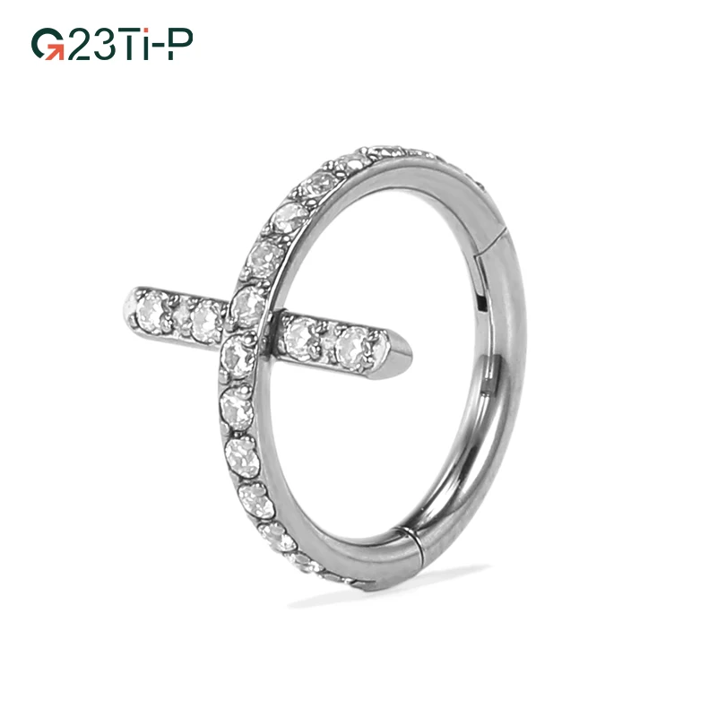 G23 TitaniumHinged Segment Cross Shaped Face Nose Clicker Ring Jewelry With Sparkly Zircon, Custom
G23 TitaniumHinged Segment Cross Shaped Face Nose Clicker Ring Jewelry With Sparkly Zircon, Custom