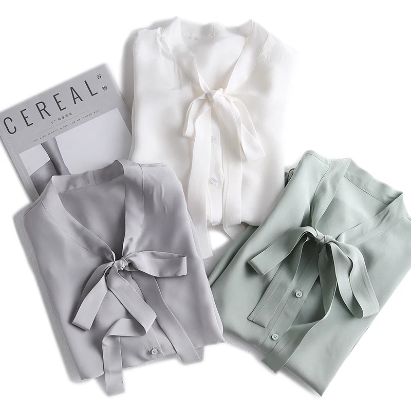 Factory Wholesale Bubble Sleeve Ribbon Collar Solid Color High Quality Ladies Mulberry Silk Blouse Luxury Women Silk Shirts
Factory Wholesale Bubble Sleeve Ribbon Collar Solid Color High Quality Ladies Mulberry Silk Blouse Luxury Women Silk Shirts
