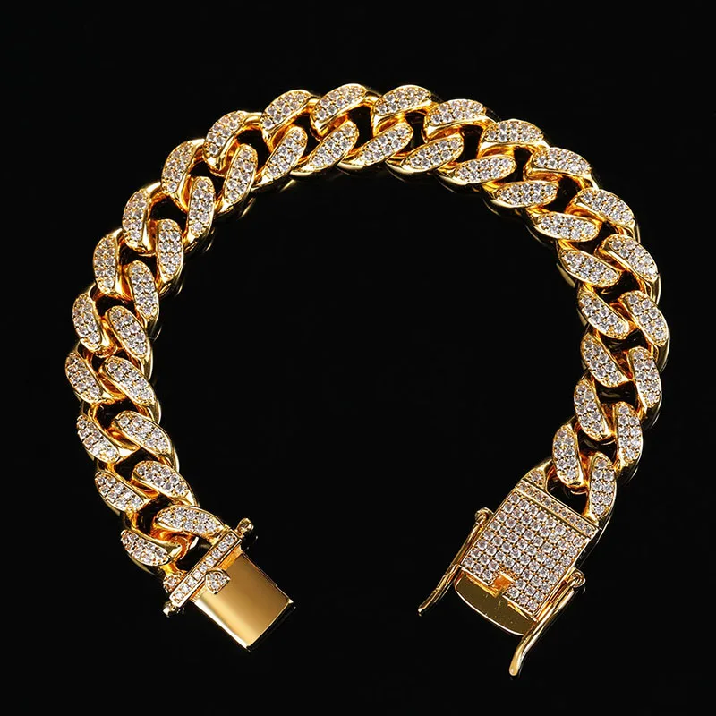 12MM Men Zircon Curb Cuban Link Bracelet Hip hop Jewelry Gold Color Thick Heavy Copper Material Iced CZ Chain Bracelet 8"
12MM Men Zircon Curb Cuban Link Bracelet Hip hop Jewelry Gold Color Thick Heavy Copper Material Iced CZ Chain Bracelet 8"