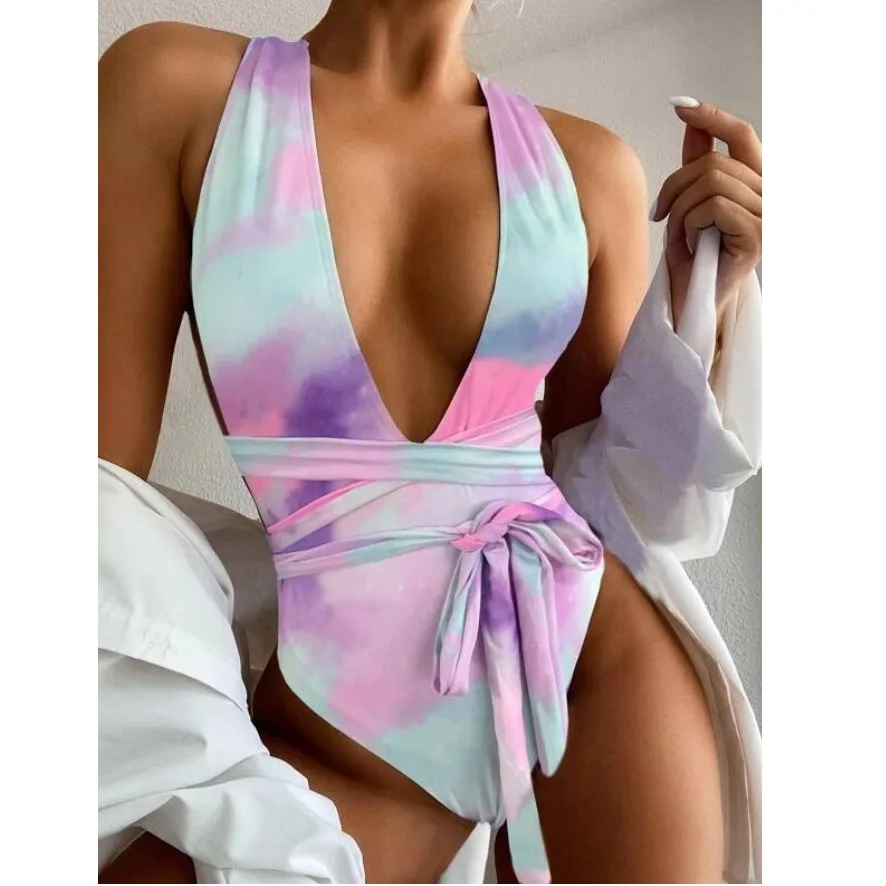 2021 New Arrival Deep V Bikini Rainbow Tie Dye Girl Open Sexi Swimsuit One Piece Bandage Bathing Suit Women Micro Bikini
2021 New Arrival Deep V Bikini Rainbow Tie Dye Girl Open Sexi Swimsuit One Piece Bandage Bathing Suit Women Micro Bikini
