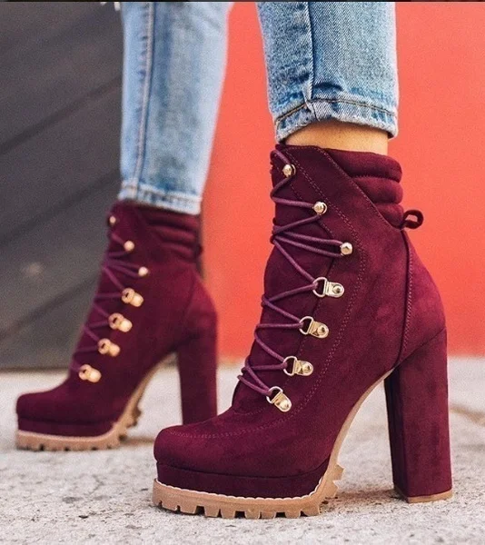 Women's Casual Platform Booties Thick Ankle Boots Ladies High Heels Lace Up Boots Autumn and Winter Fashion Women's Shoes, Black, wine red, green
Women's Casual Platform Booties Thick Ankle Boots Ladies High Heels Lace Up Boots Autumn and Winter Fashion Women's Shoes, Black, wine red, green