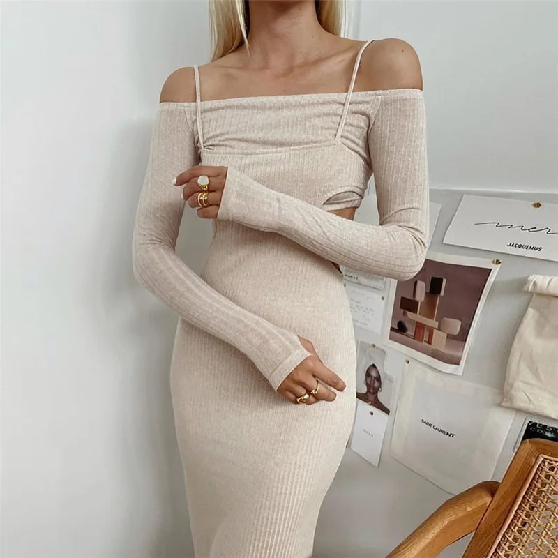 Amazon Wholesale Women's Sets Slash Neck Sling Long Sleeve Thumb Buckle Hollow Out Long Ladies Two-piece Casual
Amazon Wholesale Women's Sets Slash Neck Sling Long Sleeve Thumb Buckle Hollow Out Long Ladies Two-piece Casual