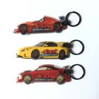 Custom printed logo debossed keyring soft PVC rubber sports Car keychain with light