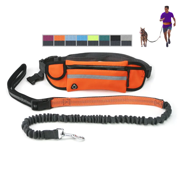 

Dropshipping Factory Hands Free Reflective Adjustable Jogging Bungee Nylon Rope Leads Pet Dog Running Leash
