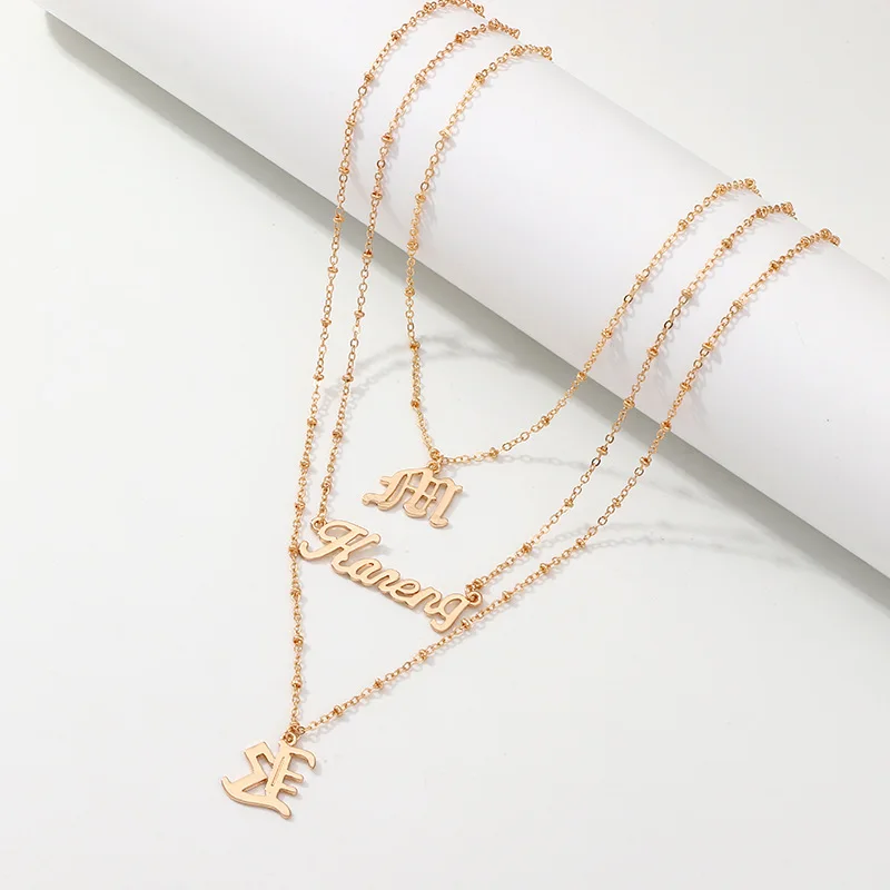 Custom hot selling creative english letter pendant multi - layer necklace, Gold color
Custom hot selling creative english letter pendant multi - layer necklace, Gold color