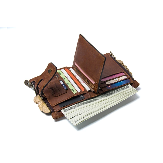 CONTACT'S Crazy Horse Genuine Leather Double Zipper Hasp Wallets Short Coin Purse With Card Holders for men
CONTACT'S Crazy Horse Genuine Leather Double Zipper Hasp Wallets Short Coin Purse With Card Holders for men