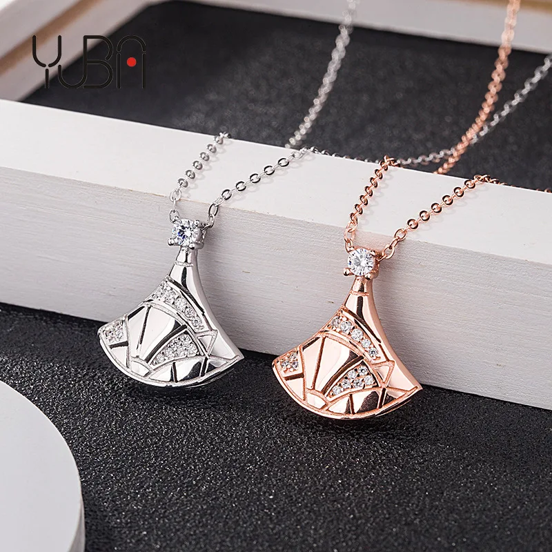 Fashionable Rose Gold Silver Plated S925 silver Diamond skirt sector Charm Pendant Necklace Jewelry Women's, Silver color
Fashionable Rose Gold Silver Plated S925 silver Diamond skirt sector Charm Pendant Necklace Jewelry Women's, Silver color