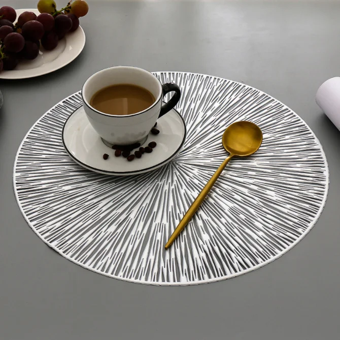 

Hollow PVC Round Rectangle Placemat Coffer Cup Meal Mat Anti-hot Dining Table Line Mat Pad Home Kitchen Accessories