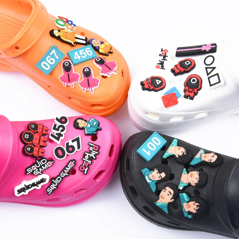 In Stock Hot Selling Popular Korean Movie Squid Game Shoe Charm Decoration fit Clog Sandal Shoes accessories for Xmas Gift, Customized color
In Stock Hot Selling Popular Korean Movie Squid Game Shoe Charm Decoration fit Clog Sandal Shoes accessories for Xmas Gift, Customized color