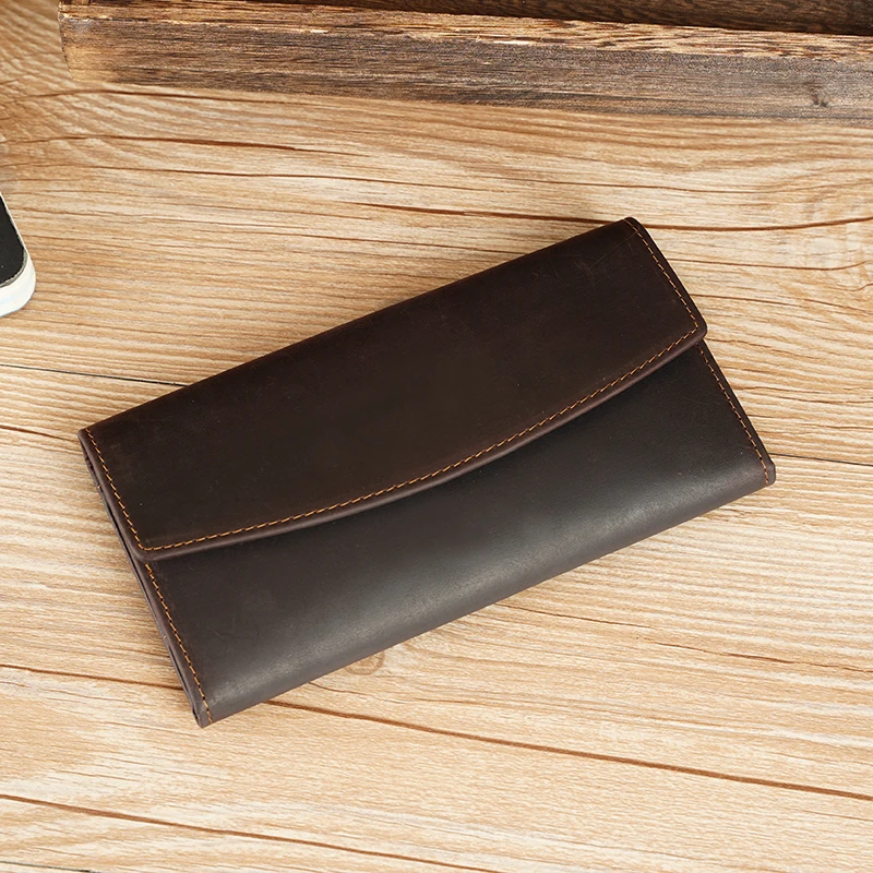 TIDING Retro Men Long Real Crazy Horse Leather Long Wallets Handmade Trifold Purse Clutch Wallet
TIDING Retro Men Long Real Crazy Horse Leather Long Wallets Handmade Trifold Purse Clutch Wallet