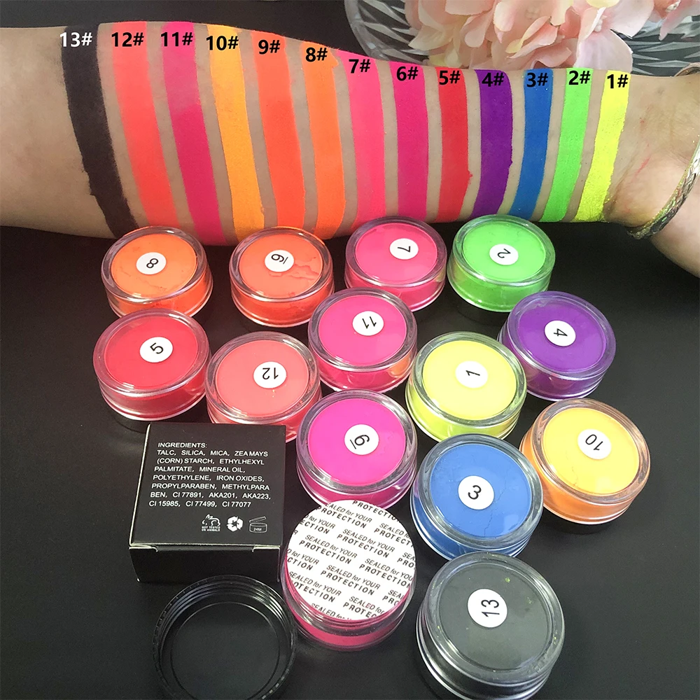 Neon Powder Makeup 13-Color Paint High Pigment Colored Cosmetic for Face/Eye/Body Safety
Neon Powder Makeup 13-Color Paint High Pigment Colored Cosmetic for Face/Eye/Body Safety