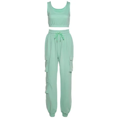 B53869A Hot sale lady fashion cargo pants set 2020 autumn new tops with pants, Black/green/white/khaki
B53869A Hot sale lady fashion cargo pants set 2020 autumn new tops with pants, Black/green/white/khaki