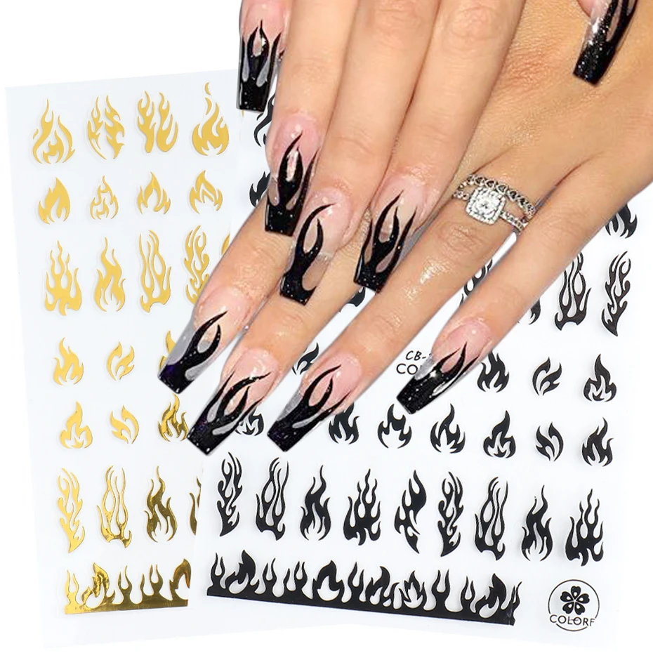 Yaeshii Simple Fashion Nails Stickers Black And White Gold And Silver Flame Professional Nail Art Sticker, Colorful
Yaeshii Simple Fashion Nails Stickers Black And White Gold And Silver Flame Professional Nail Art Sticker, Colorful
