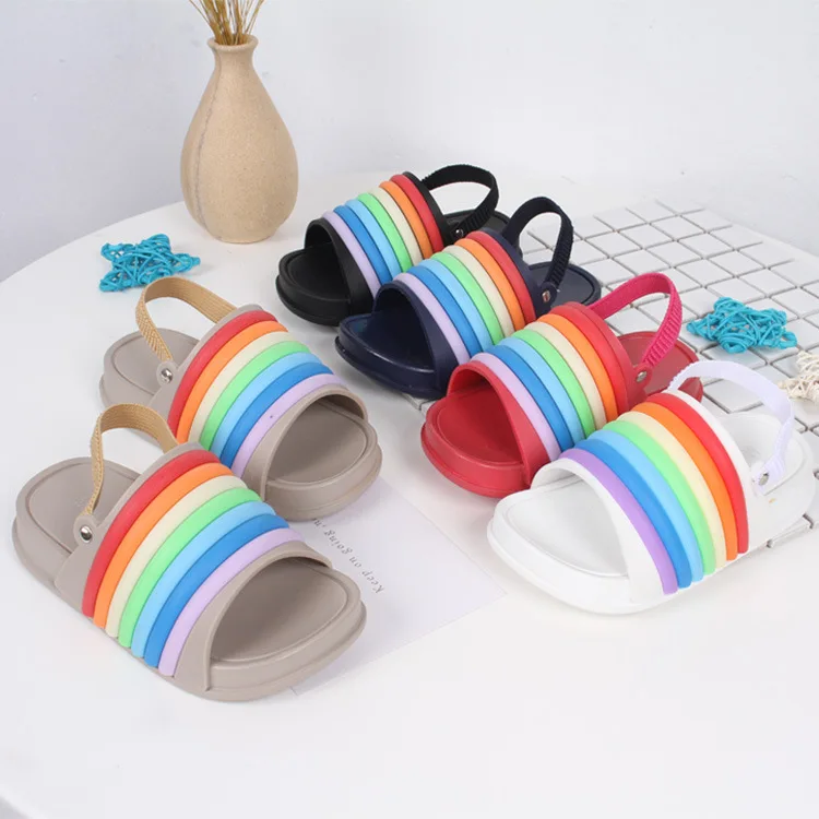 Footwear wholesale Summer Rainbow Slides Beach Sandals PVC kids Shoes PVC Children sandal Slippers, Black. white. apricot. pink
Footwear wholesale Summer Rainbow Slides Beach Sandals PVC kids Shoes PVC Children sandal Slippers, Black. white. apricot. pink