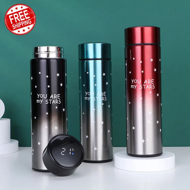 Free Shipping water bottles, Steel stainless vacuum flasks & thermoses, 500ml smart vacuum flasks with led temperature display, Starlight 
Free Shipping water bottles, Steel stainless vacuum flasks & thermoses, 500ml smart vacuum flasks with led temperature display, Starlight