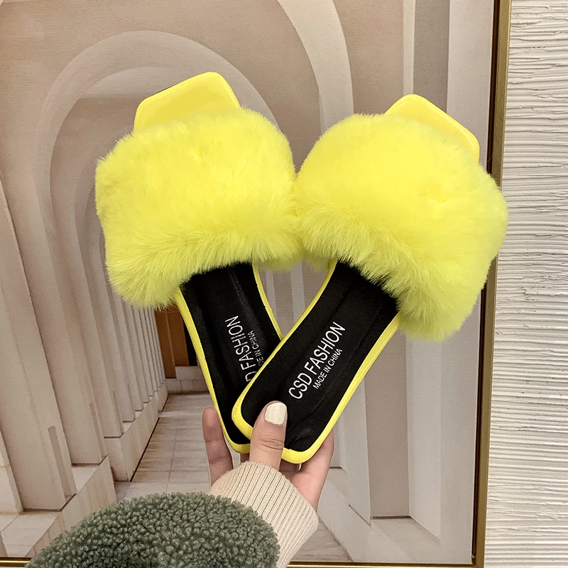 Lovely lady sandals artificial fur slippers winter Plush lady slippers W33, Yellow,black,white
Lovely lady sandals artificial fur slippers winter Plush lady slippers W33, Yellow,black,white