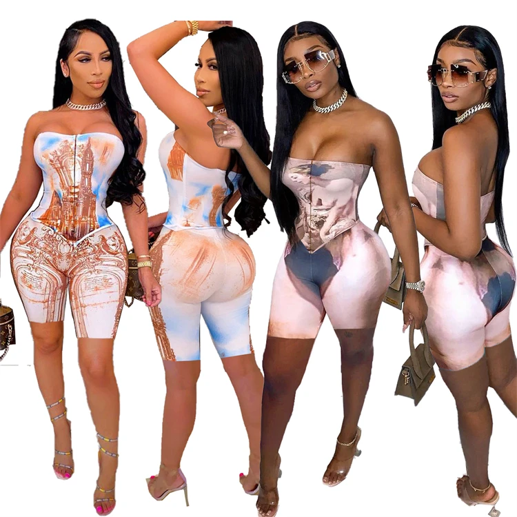 DUODUOCOLOR Fashion leisure zipper off the shoulder tops 2021 summer sleeveless two piece printed set D10157
DUODUOCOLOR Fashion leisure zipper off the shoulder tops 2021 summer sleeveless two piece printed set D10157