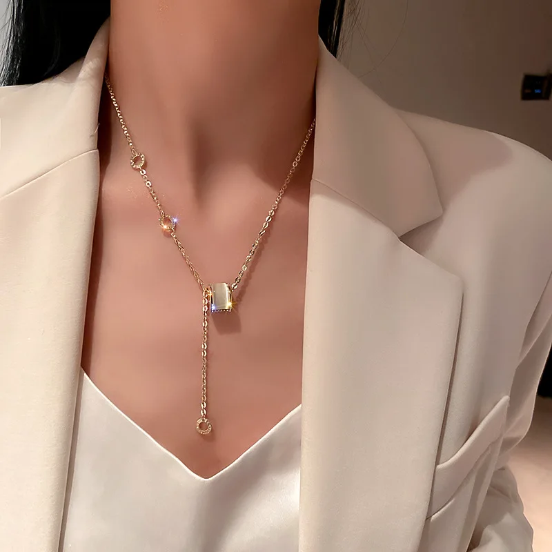 New arrvial opal zircon diamond chain gold luxury jewelry minimalist women pendant chain necklace, Gold/silver 
New arrvial opal zircon diamond chain gold luxury jewelry minimalist women pendant chain necklace, Gold/silver