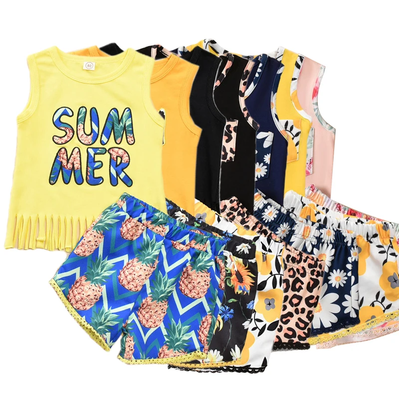 1-3 years old girls summer sleeveless vest and pants printed letter tassel kids short sets girls boutique clothing set, 7 colors
1-3 years old girls summer sleeveless vest and pants printed letter tassel kids short sets girls boutique clothing set, 7 colors