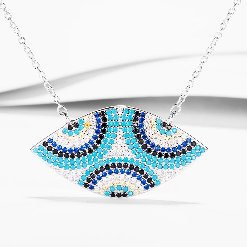 New Arrival 100% 925 Sterling Silver Necklace With Clear CZ Blue Eye Pendants Necklaces Fit Women Silver Jewelry
New Arrival 100% 925 Sterling Silver Necklace With Clear CZ Blue Eye Pendants Necklaces Fit Women Silver Jewelry