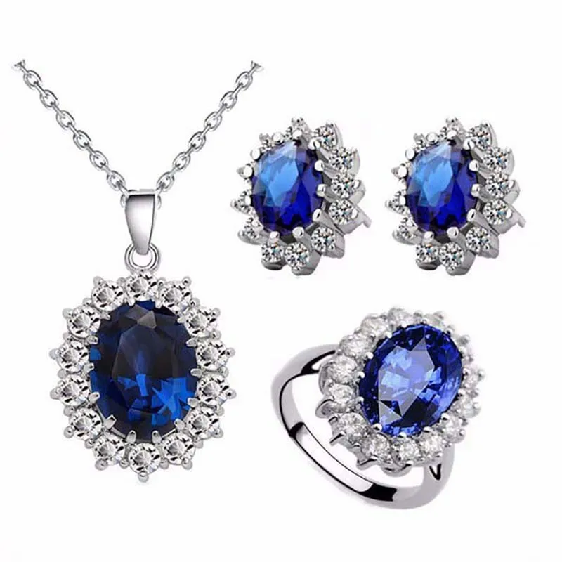 Women Jewelry Set Platinum Plated Necklace Ring Earrings Set Mother's Day Jewelry Gifts, Purple
Women Jewelry Set Platinum Plated Necklace Ring Earrings Set Mother's Day Jewelry Gifts, Purple