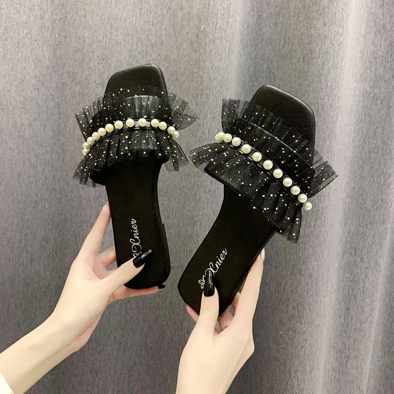 Summer New Women Slipper with Mesh Pearl Strap Fashion Flat Sandals Women Soft Sole Slides Slippers Outdoor, 3 colors
Summer New Women Slipper with Mesh Pearl Strap Fashion Flat Sandals Women Soft Sole Slides Slippers Outdoor, 3 colors