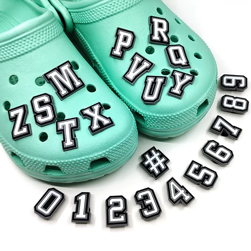 clog shoe charms custom croc PVC shoe lace decoration charms custom wholesale white and black letters number via DHL Fedex
clog shoe charms custom croc PVC shoe lace decoration charms custom wholesale white and black letters number via DHL Fedex
