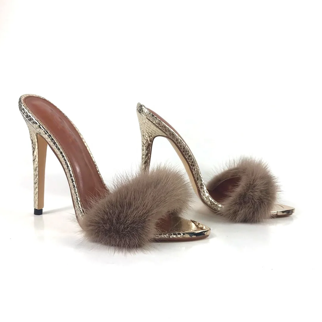 Custom made luxurious mink fur with 12CM high stiletto heel women pointed toe slide women slipper sandals shoes, Gold,beige
Custom made luxurious mink fur with 12CM high stiletto heel women pointed toe slide women slipper sandals shoes, Gold,beige