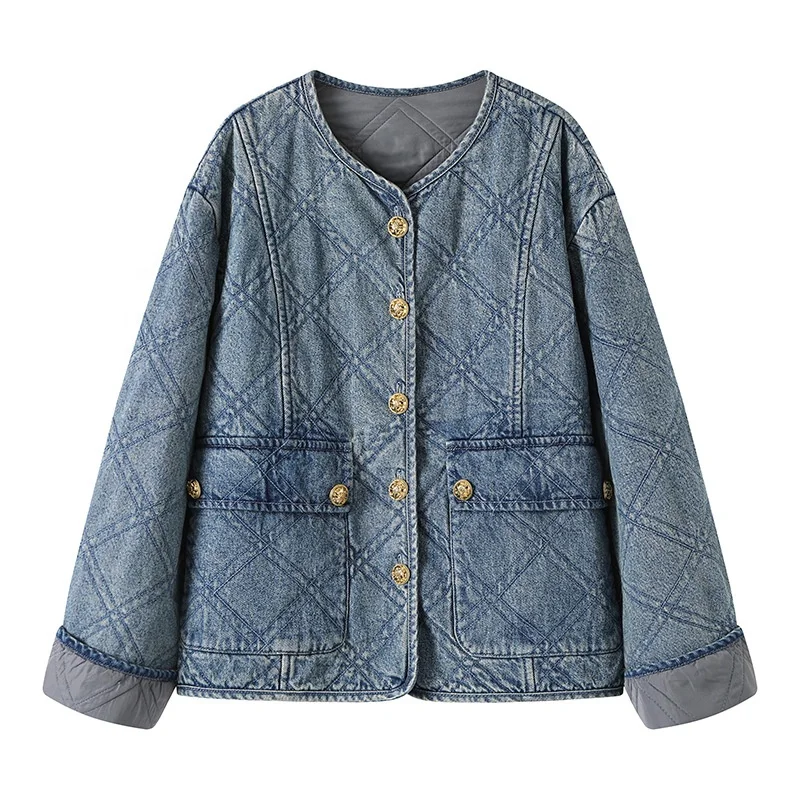 OUDINA Fashion Hot Products Plaid Round Neck Loose Retro Denim Cotton Jacket Winter Fur Women's Coats
OUDINA Fashion Hot Products Plaid Round Neck Loose Retro Denim Cotton Jacket Winter Fur Women's Coats