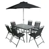 6 seat teslin folding steel outdoor garden patio dining table and chair set
