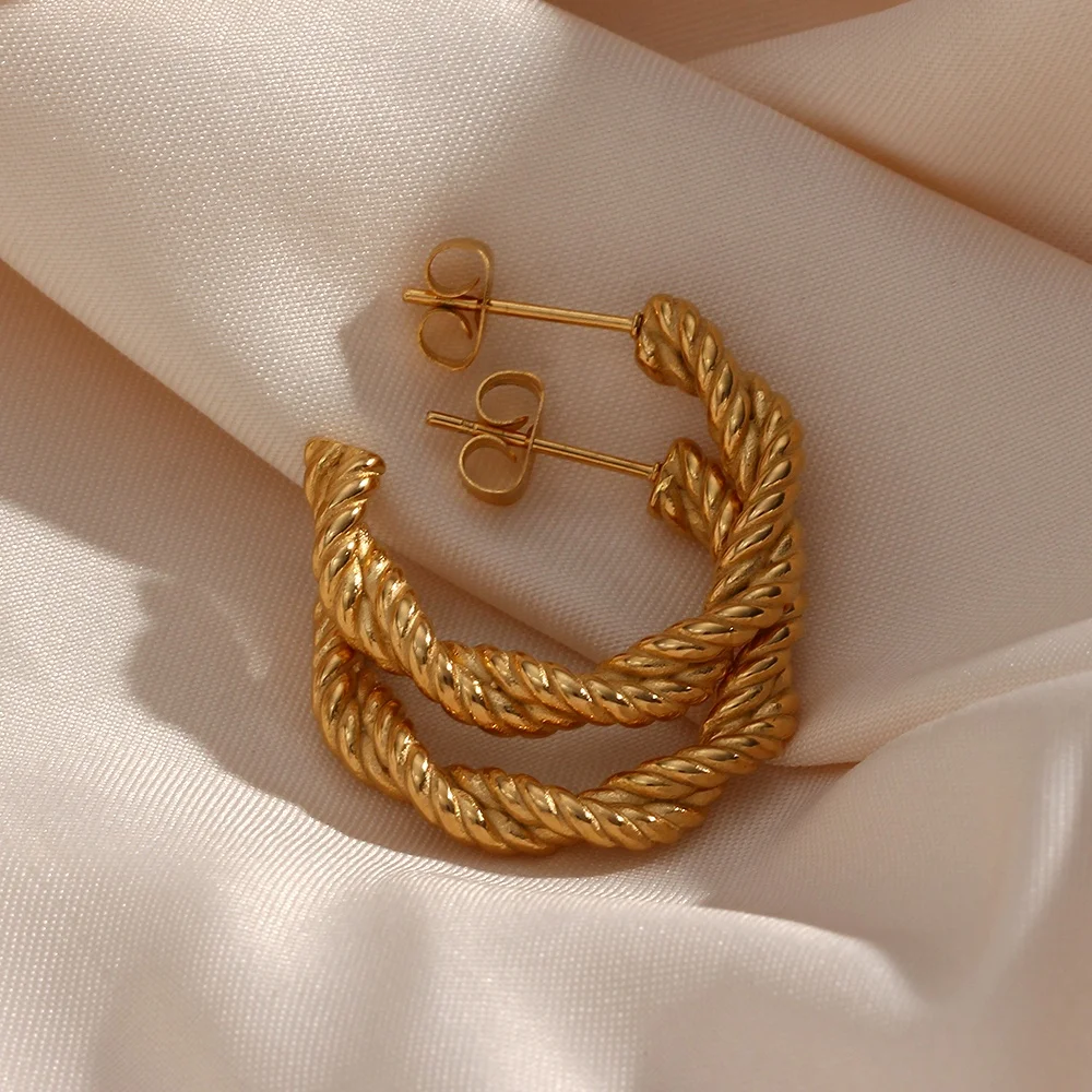 Small Thin Twisted Hoop Earrings Gold Plated Stainless Steel Hoop Earring For Woman Jewelry
Small Thin Twisted Hoop Earrings Gold Plated Stainless Steel Hoop Earring For Woman Jewelry