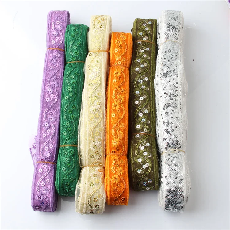 Wholesale High Quality Colorful Tulle Glitter Sequin Flower Embroidery Indian Laces Trim, 5 colors
Wholesale High Quality Colorful Tulle Glitter Sequin Flower Embroidery Indian Laces Trim, 5 colors